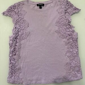 Express Lavender Lace Panel Tee | XS | Y2K Fairycore Top